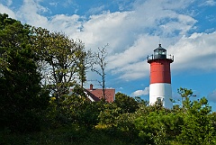 Nauset Lighthouse on Hilltop in Cape Cod in Massachusetts
